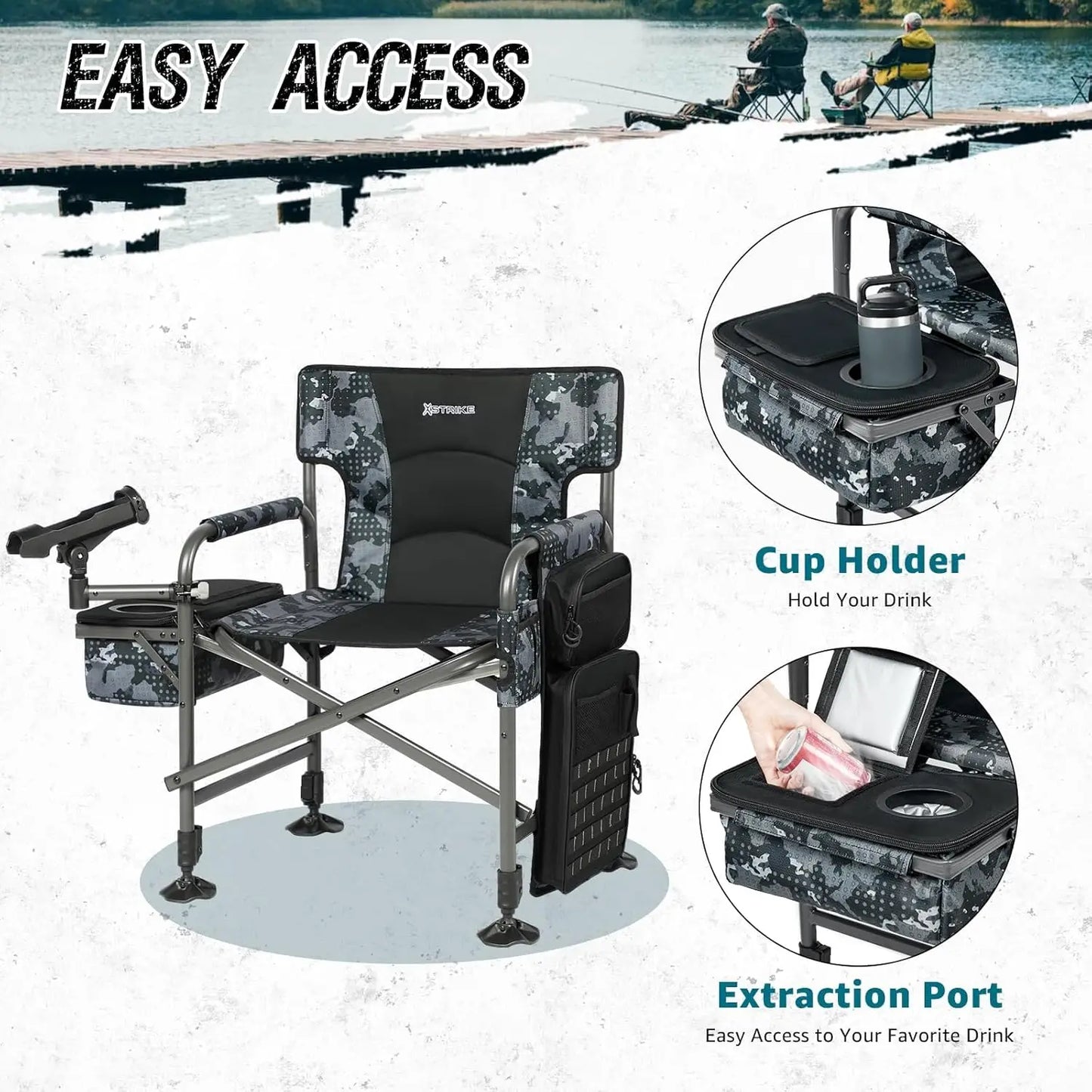 Folding Fishing Chair With Rod Holder And Adjustable Legs