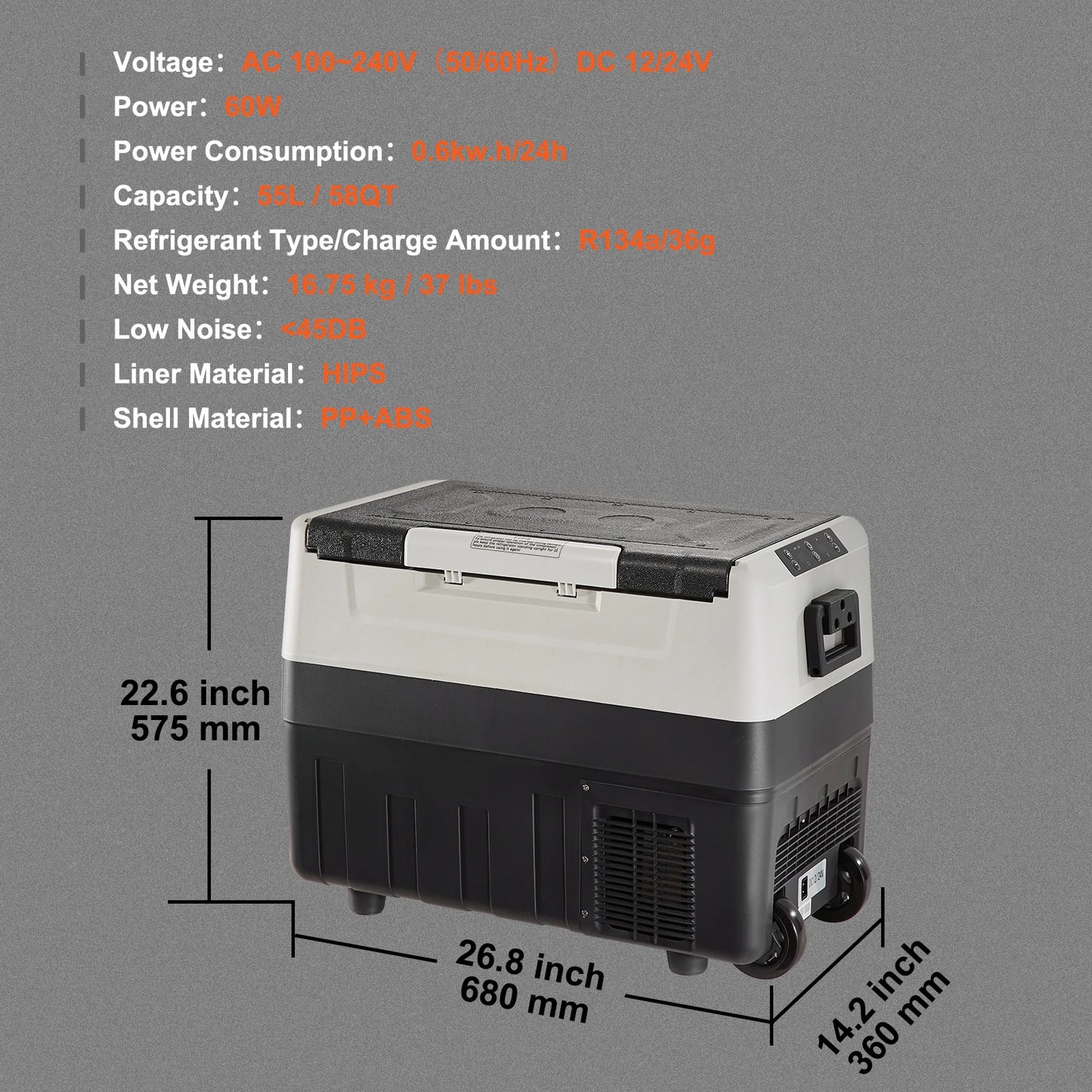 SucceBuy Portable Car Refrigerator With Wheel Compressor Freezer For Camping