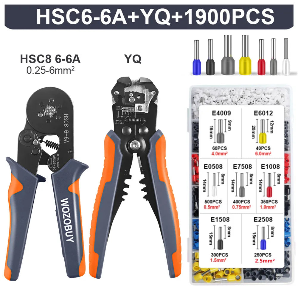 WOZOBUYDIY Ferrule Crimping Tool Kit Ratchet Wire Stripper Crimpers