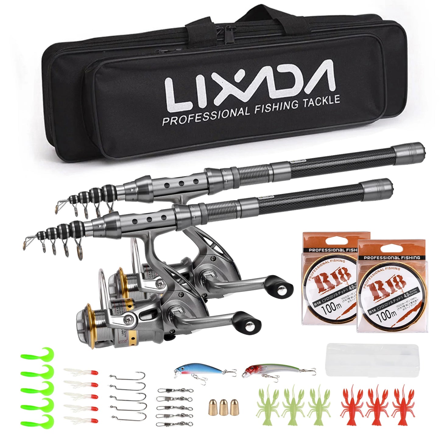 Telescopic Fishing Rod And Reel Combo Set Carbon Fiber Portable
