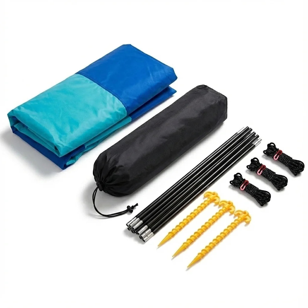 Wind Resistant Beach Shade Tent With Sand Anchors UPF 50