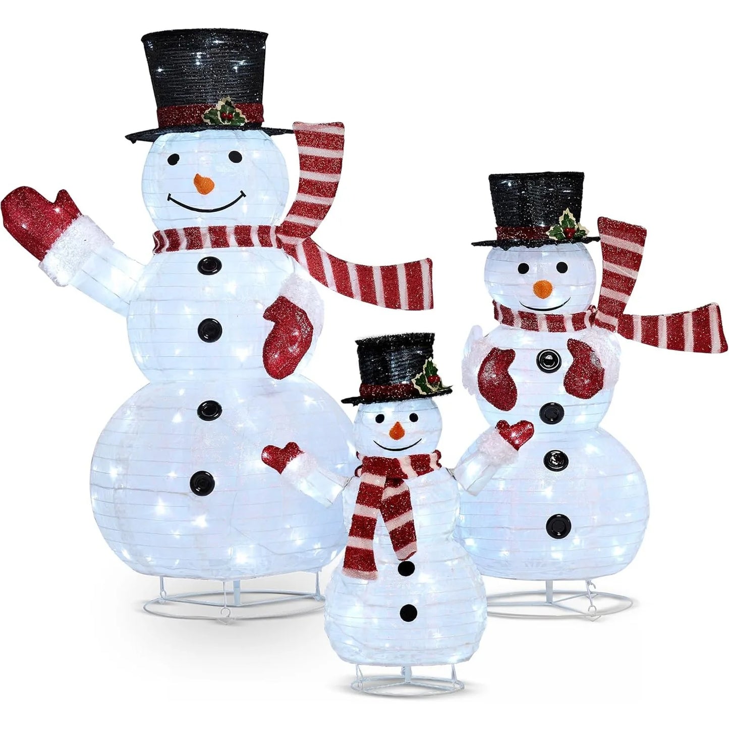 Joyfy 3 Piece 3D Christmas Snowman Yard Lights Outdoor Decor
