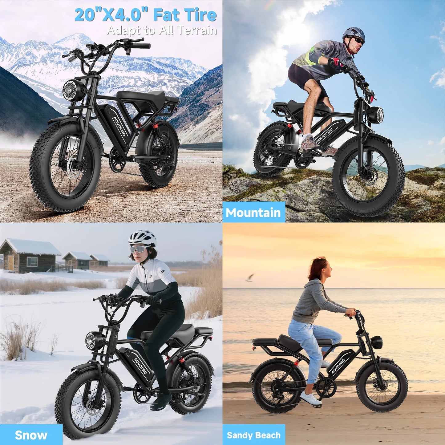 AOVOPRO AP20 Electric Bike 1500W Fat Tire