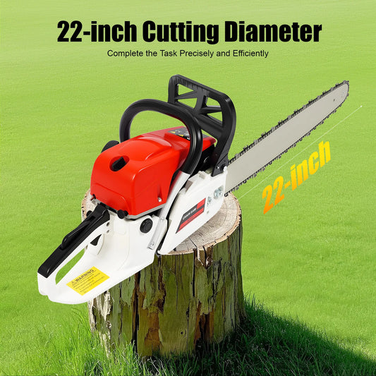 Gasoline Chainsaw 52cc 2000W 2 Stroke Engine Portable Cutting Tool