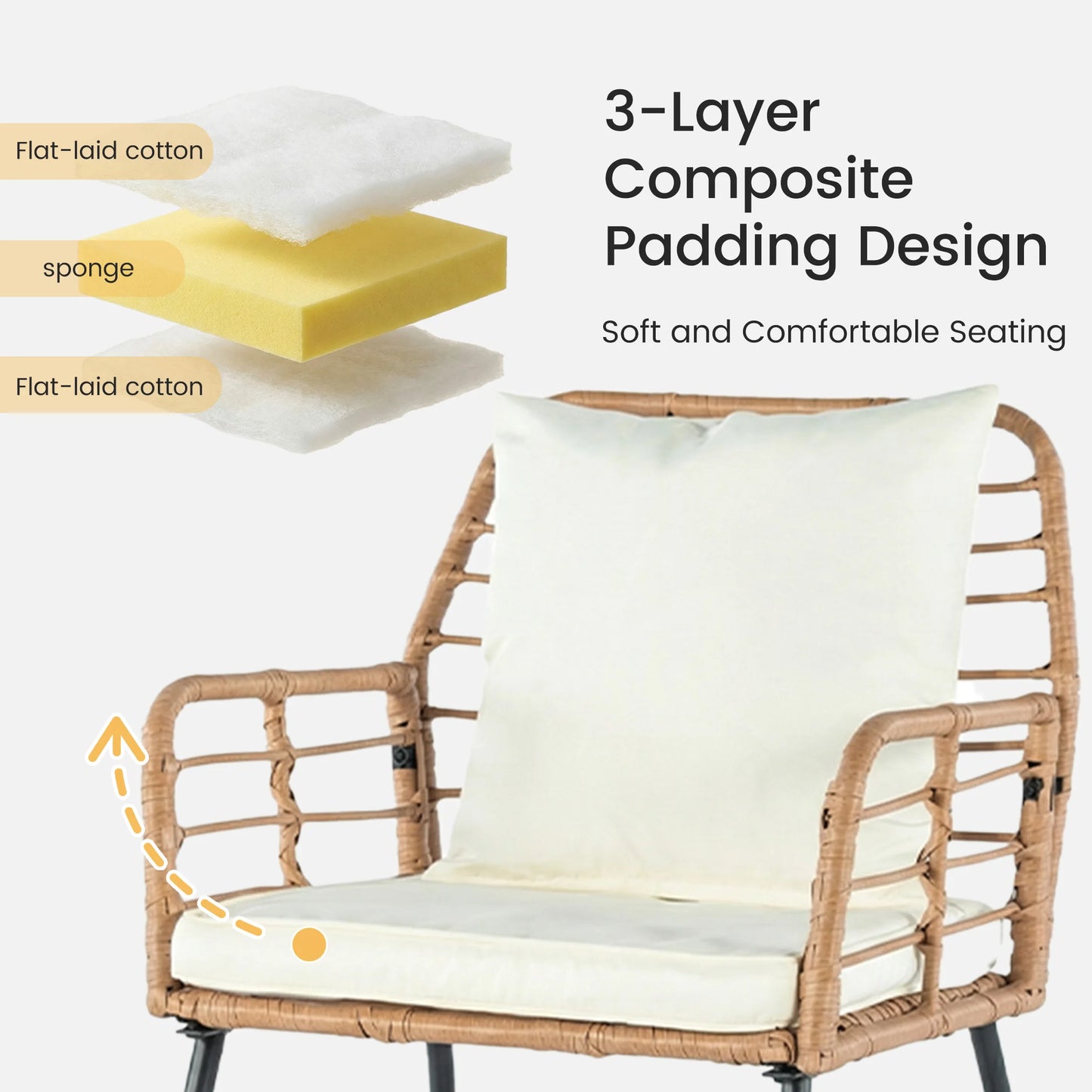 Outdoor Wicker Patio Furniture Set 4 Pieces With Cushions And Glass Table