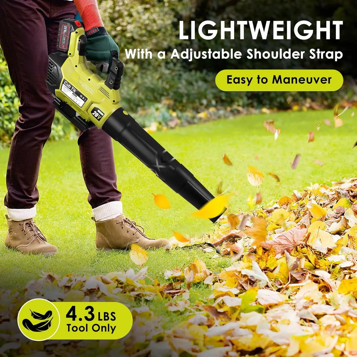 Cordless Leaf Blower With Two Batteries And Charger 650CFM 280MPH