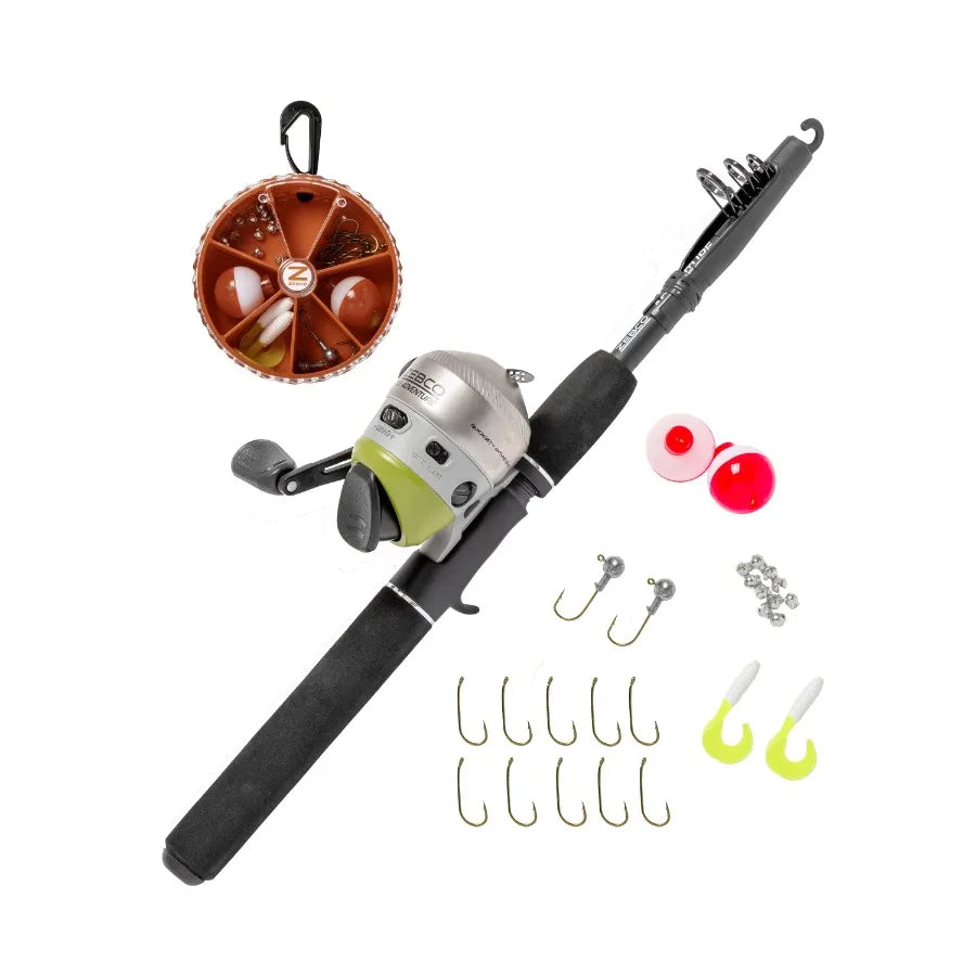 Spincast Reel and 2 Piece Fishing Rod and Tackle Combo