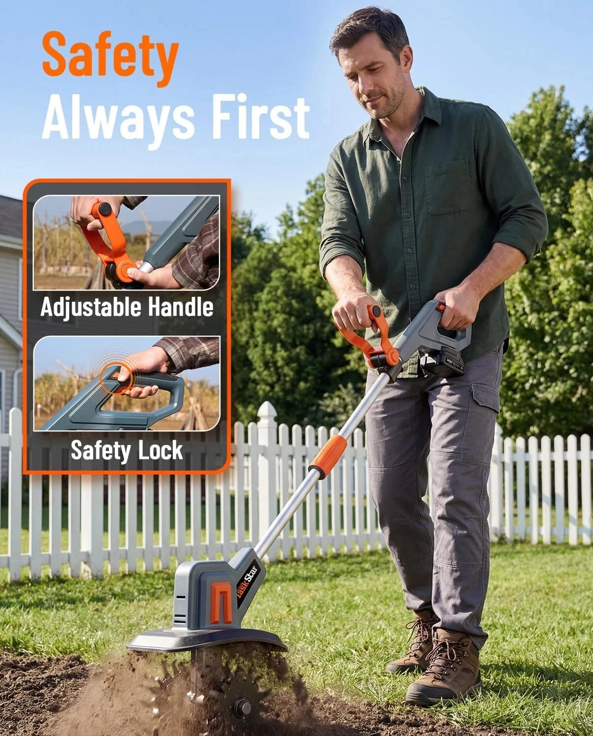 TaskStar Electric Cultivator For Makita 18V Battery Powered Tiller