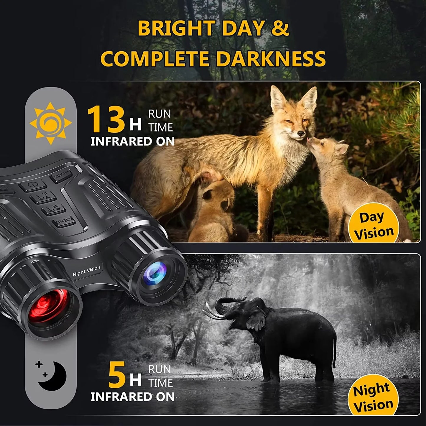 Letcmoi Rechargeable Night Vision Binoculars 8x Digital Zoom