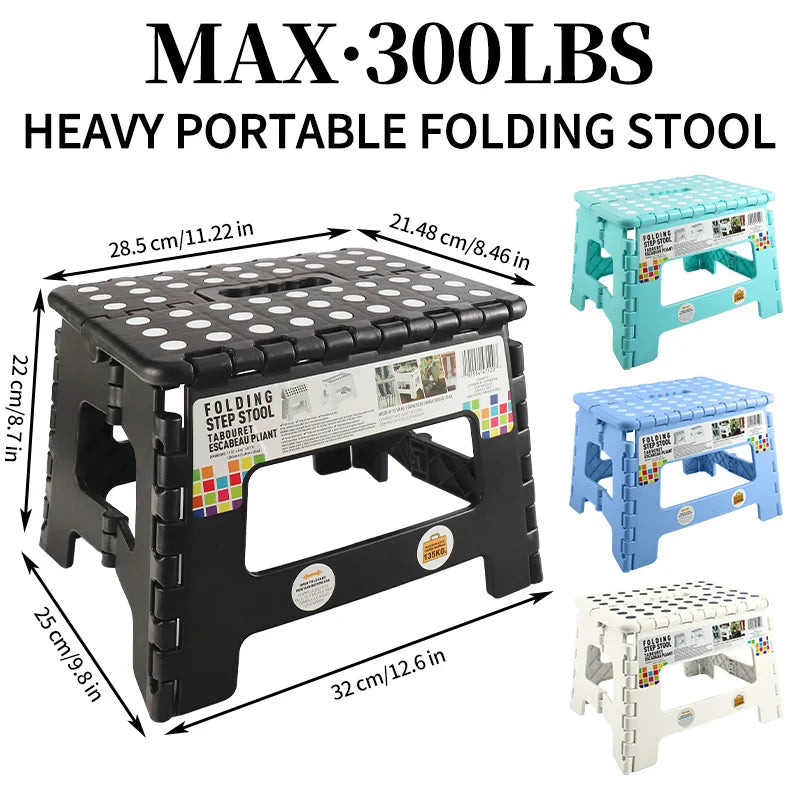 Foldable Portable Step Stool With Handle Heavy Duty Plastic