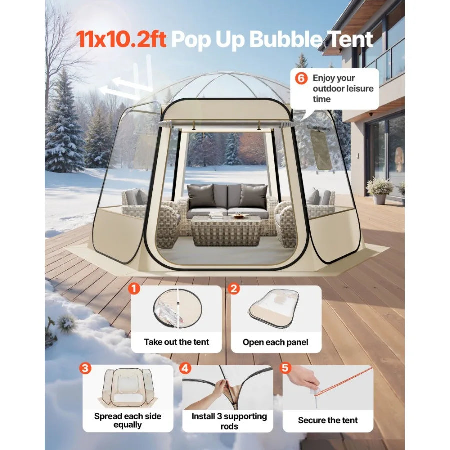 Pop Up Bubble Tent Waterproof UV Resistant Clear Camping Shelter