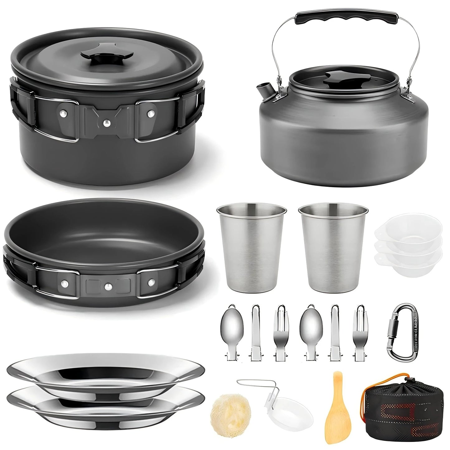 Portable Camping Cookware Set For Backpacking Pot And Pan Kit