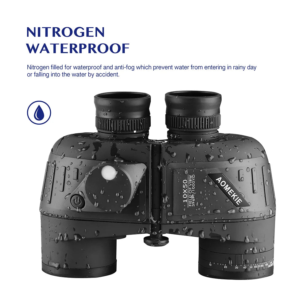 Marine Waterproof Binoculars Rangefinder Compass BAK4 FMC Lenses