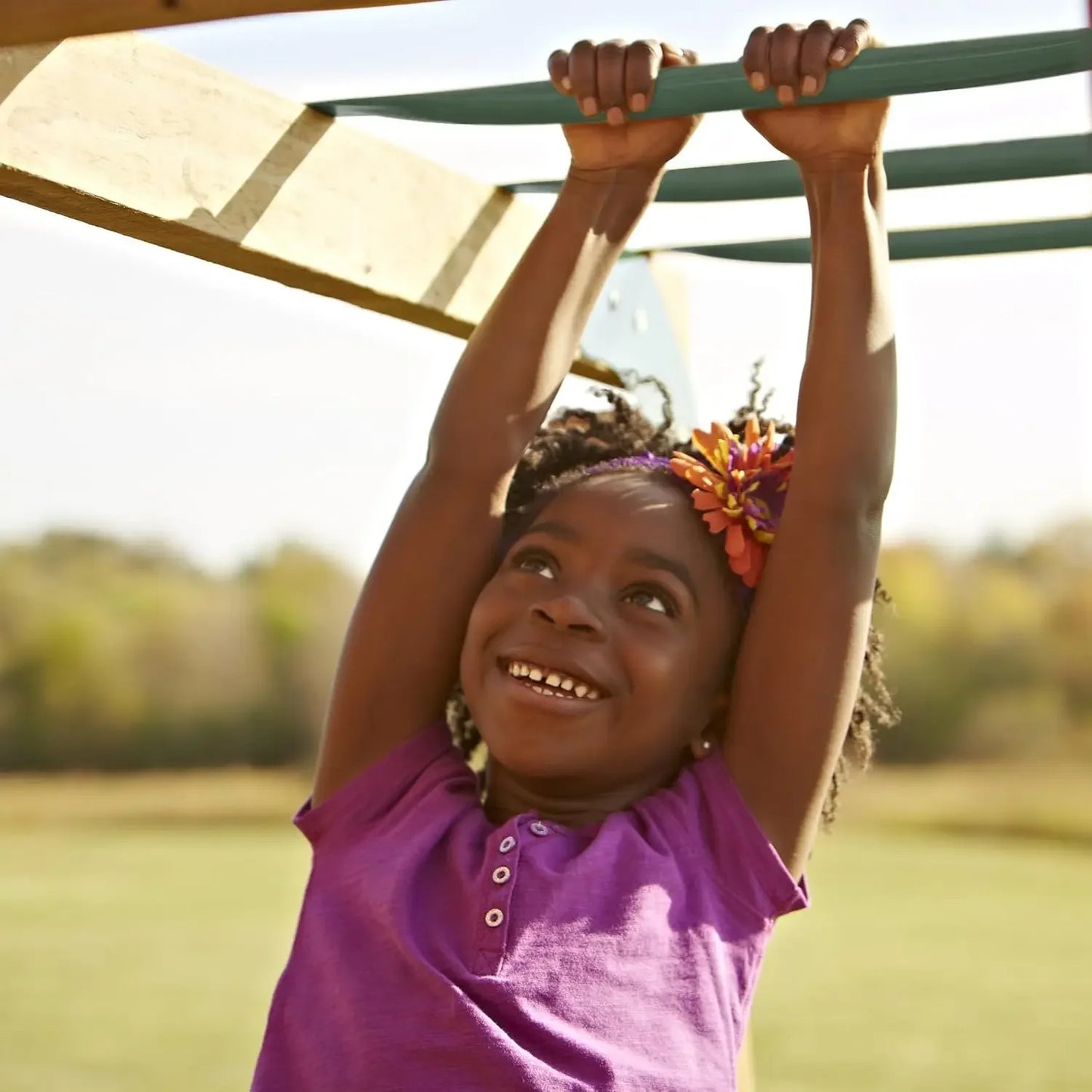 Wooden Swing Set With Two Swings Slide And Monkey Bars