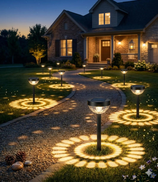 Solar Pathway Lights 8 Pack Adjustable Height LED IP65 Waterproof Outdoor