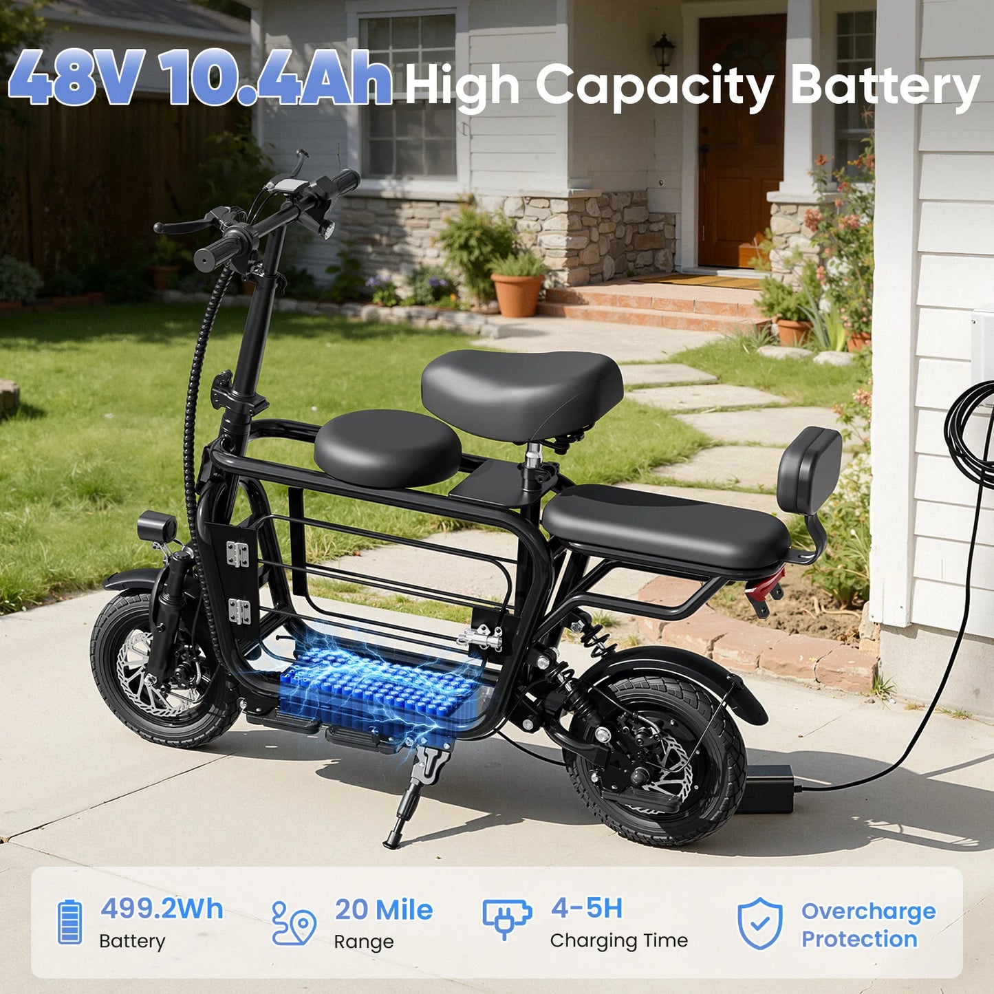 Eilleo Spacewalk 750W Electric Scooter For Adults With Pet Basket