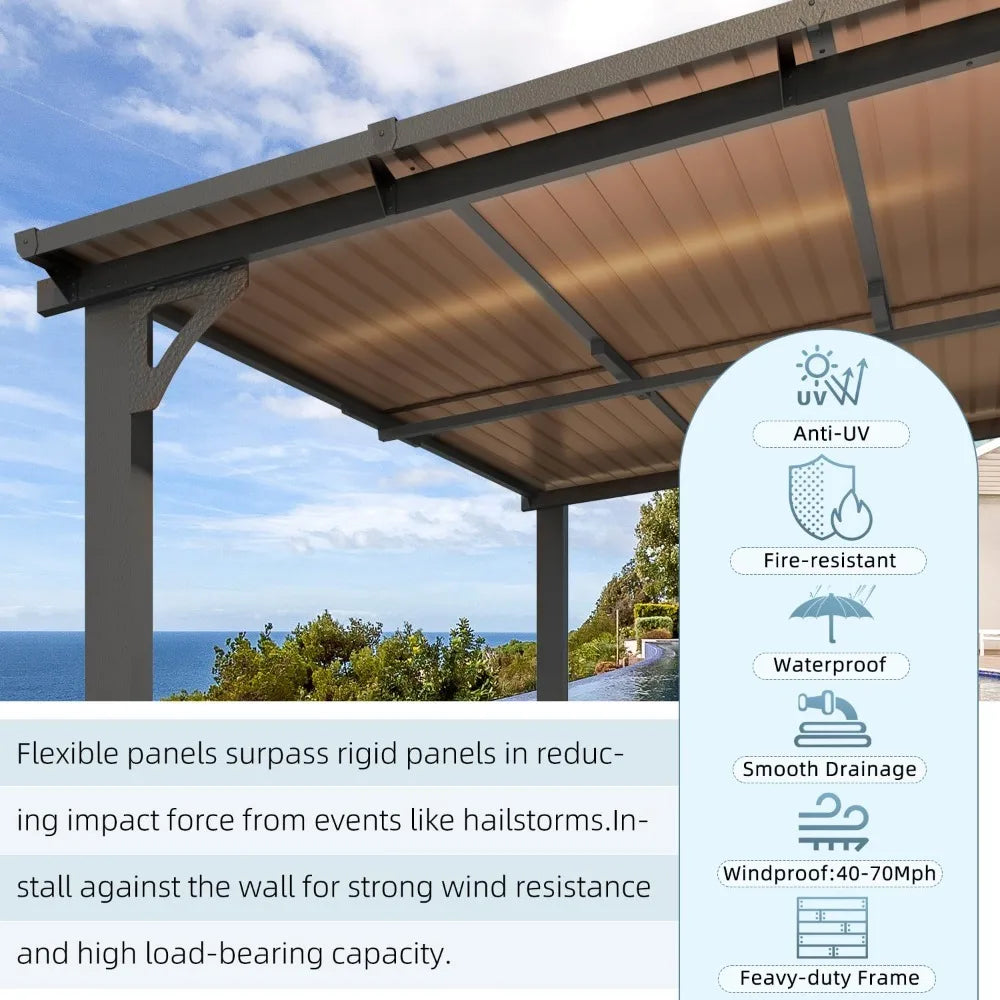 Lean To Hardtop Gazebo Shelter With Roof For Patio