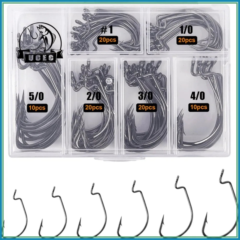 EWG Offset Worm Hooks For Bass Fishing 2X Strong Performance