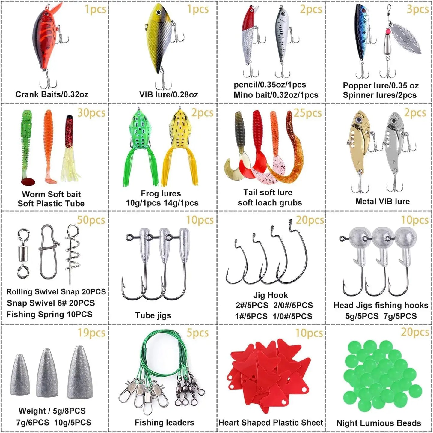 Fishing Lures And Tackle Box Kit Bass Trout Saltwater Freshwater
