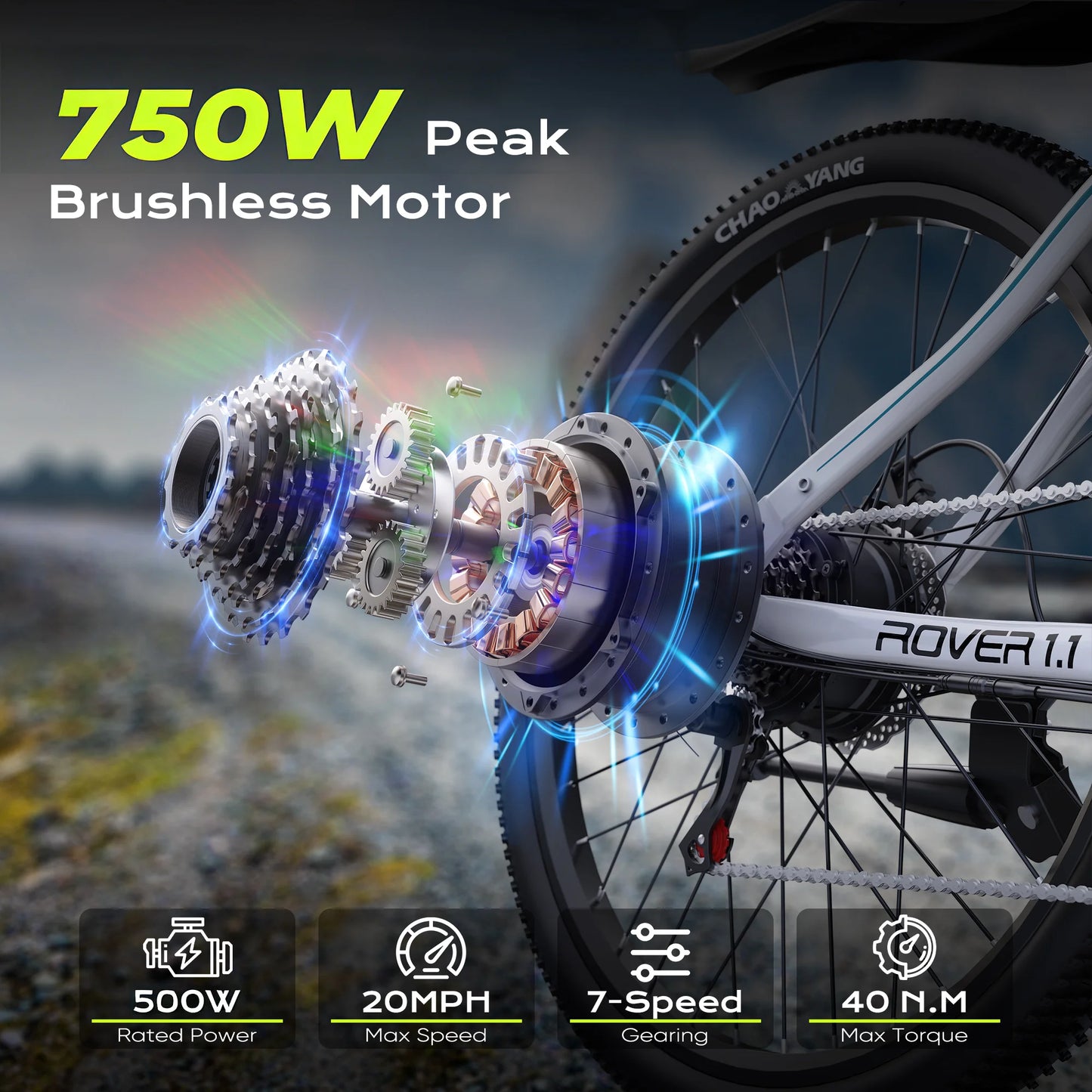 VIPDRIVE Rover 1.1 Electric Mountain Bike 750W Peak Power