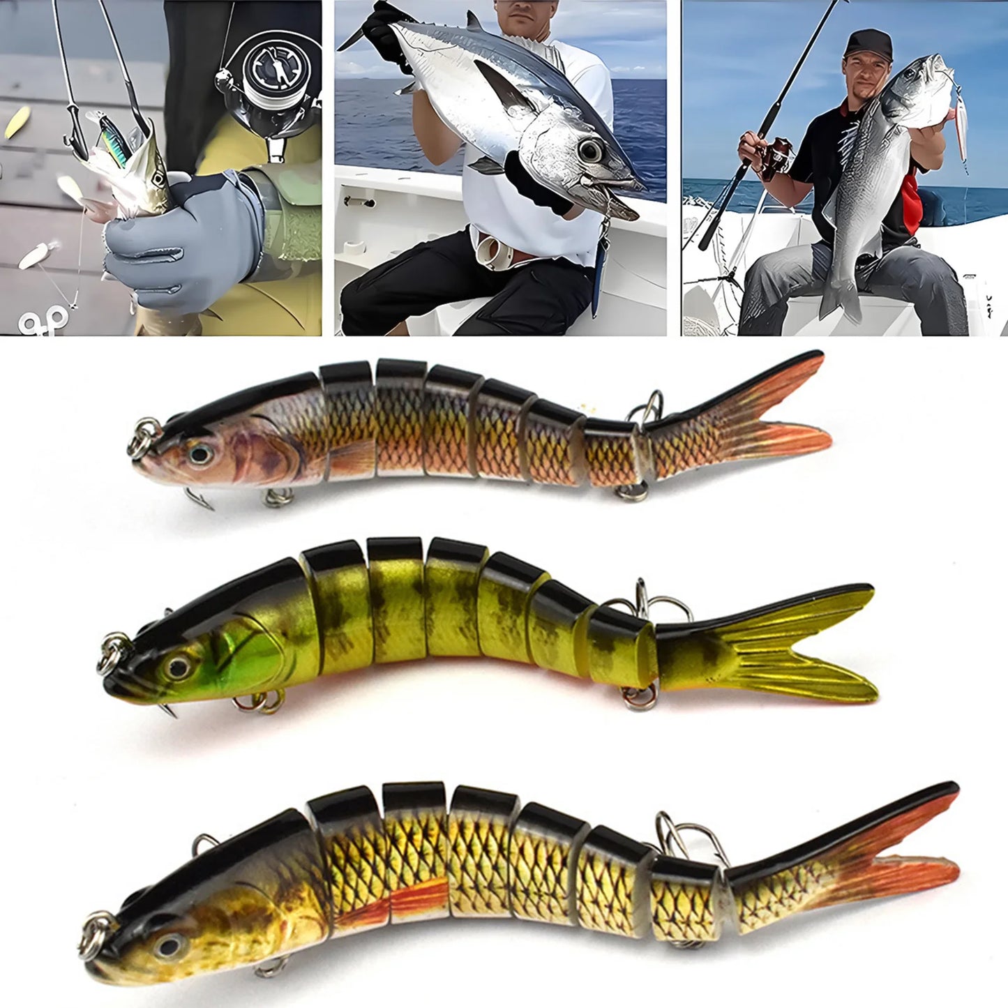 Jointed Swimbait Lure Set 3 Pieces For Bass Trout Saltwater