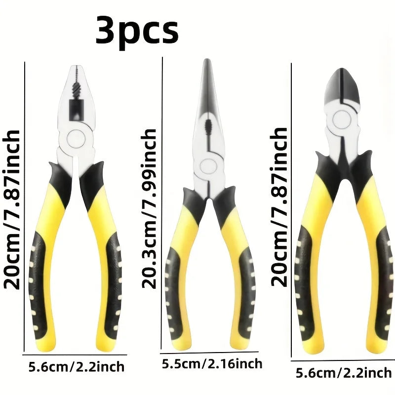 NONEDIY Industrial Pliers Set With Wire Cutters And Needle Nose