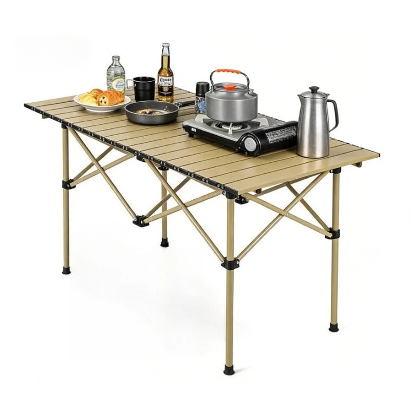 Foldable Roll Up Camping Table Lightweight Portable Metal Outdoor Table