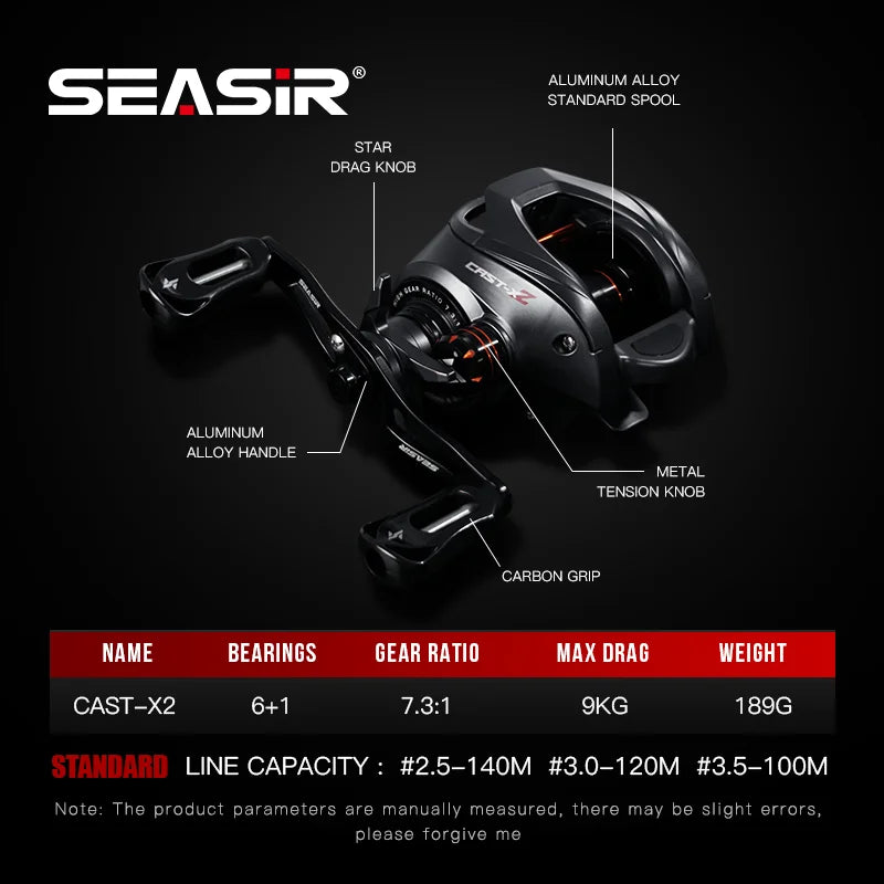 SeaSir Cast X2 Baitcasting Reel 7.3:1 Hybrid Ceramic Bearing