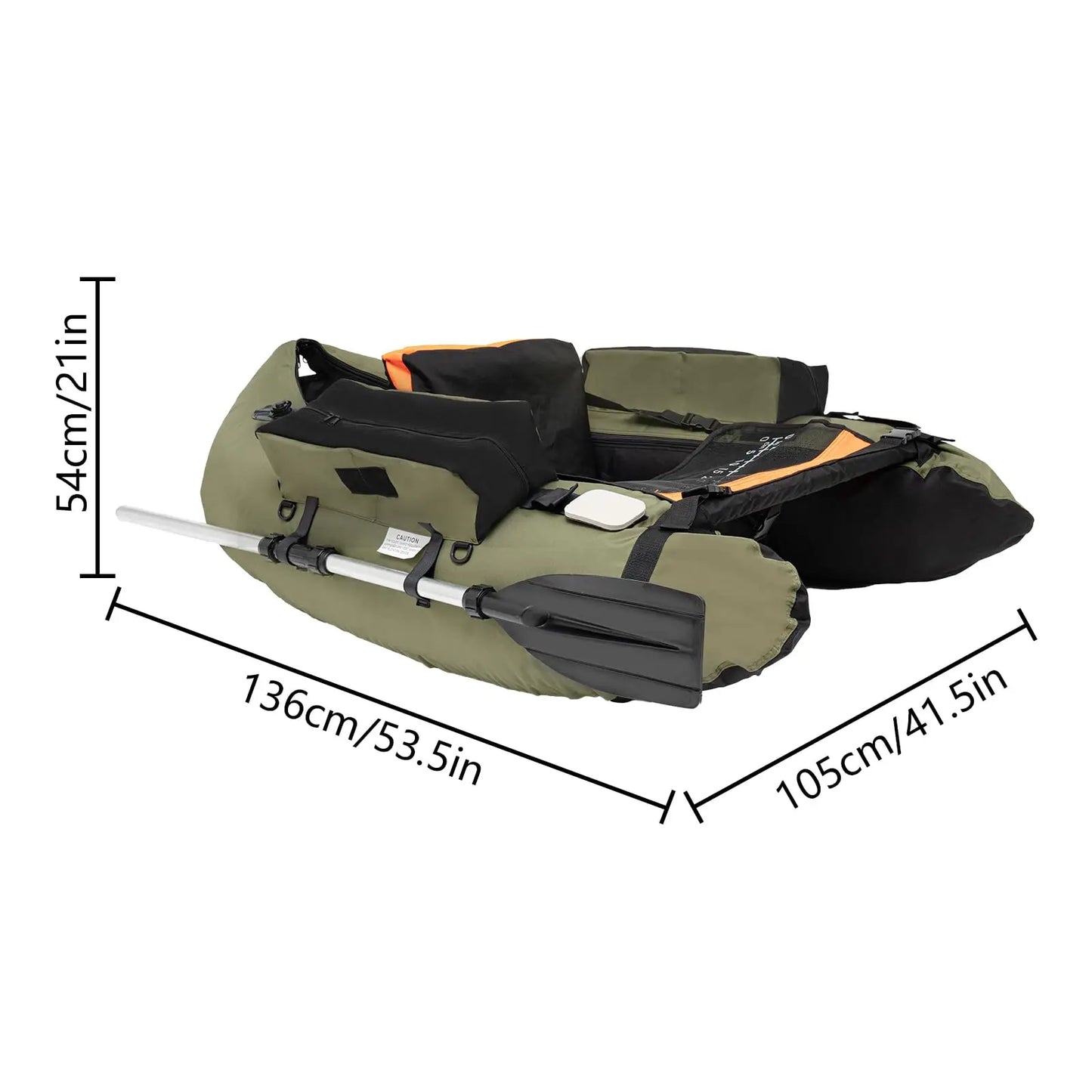 Fishing Float Tube U-Shaped Raft With Pump Ruler Paddle Storage