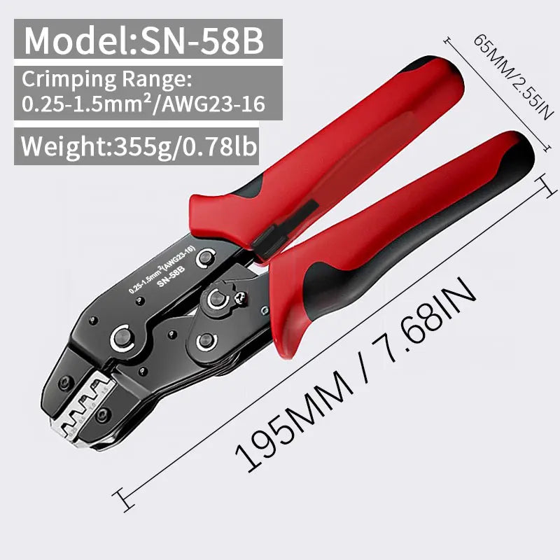 Ratcheting Crimping Tool Set for Dupont JST Open Barrel Connectors