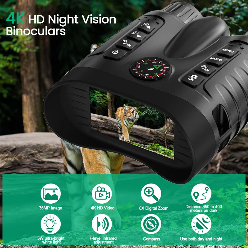 GOYOJOB 4K Night Vision Digital Binoculars With 8x Zoom Compass