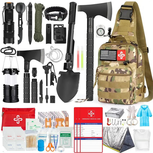 262Pcs Survival Gear Kit With First Aid Pouch And Bag