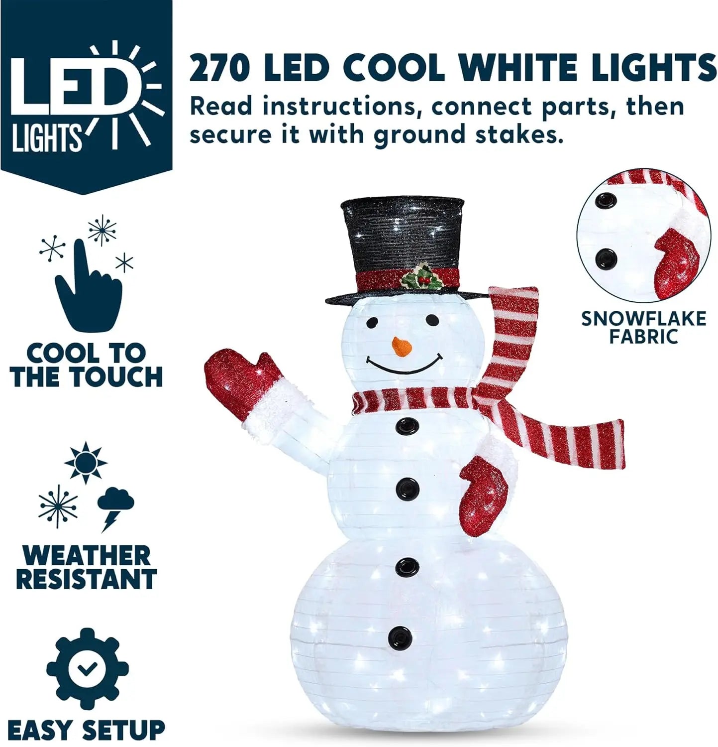 Joyfy 3 Piece 3D Christmas Snowman Yard Lights Outdoor Decor