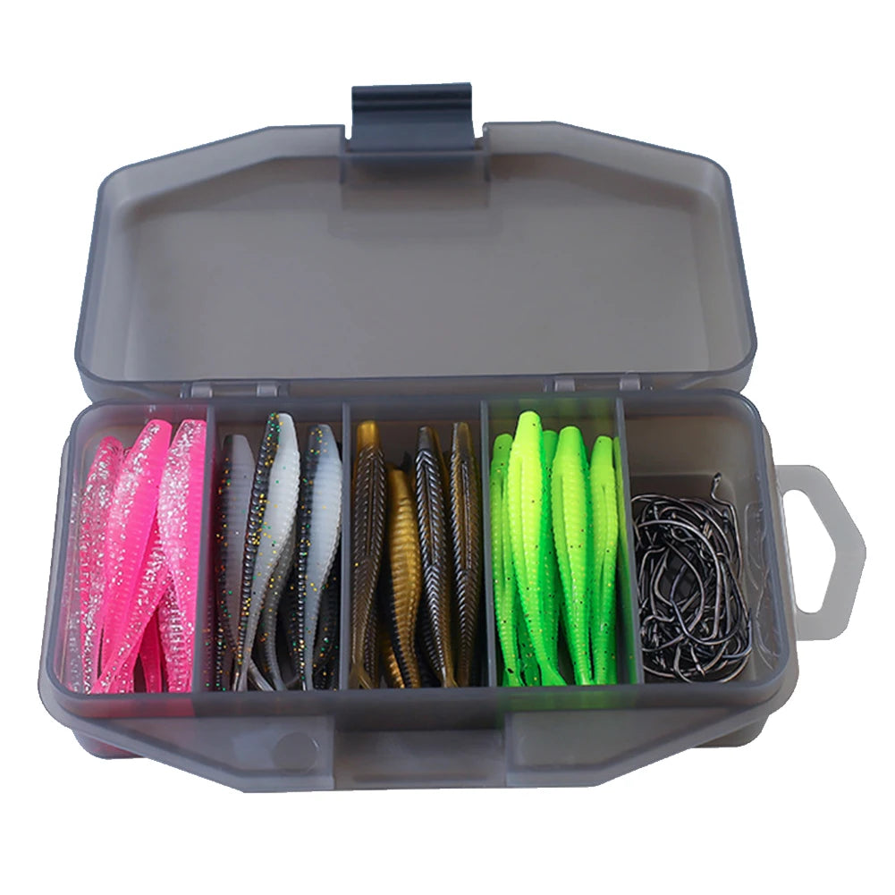 Artificial Lure Set Fork Tail Wobbler Hooks Fishing Tackle Box