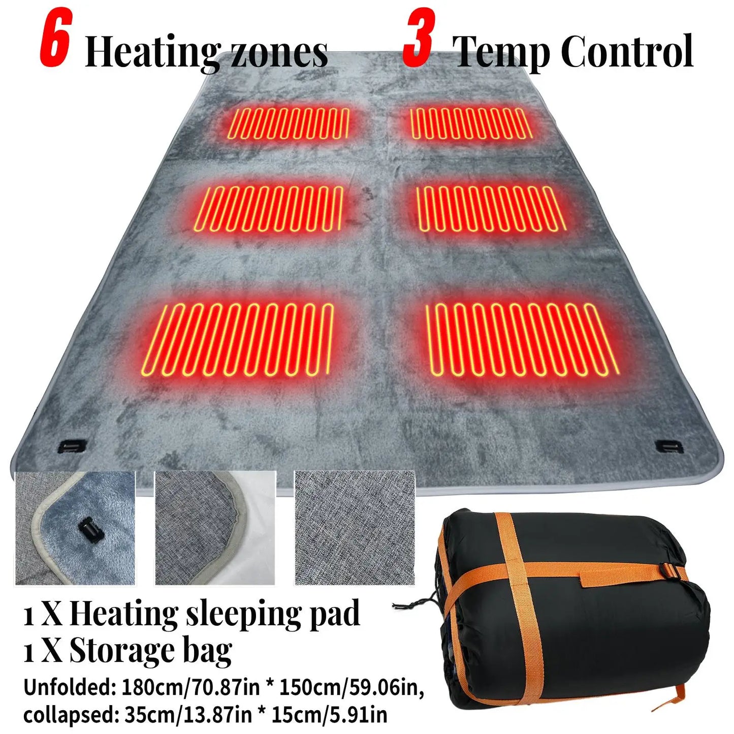 Winter Camping Electric Heating Sleeping Pad Three USB Temperature Settings
