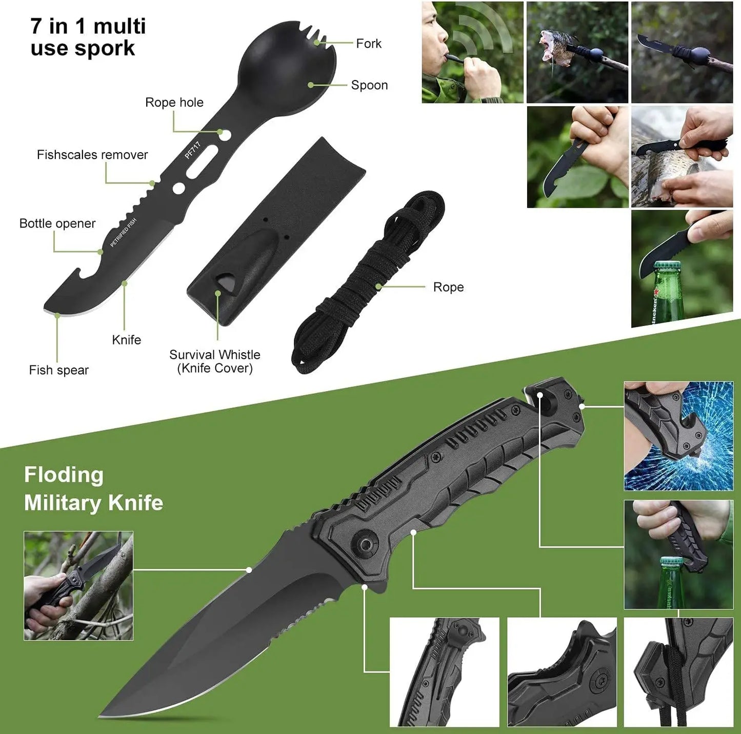 16 In 1 Survival Kit With Multi Tool For Camping And Outdoors
