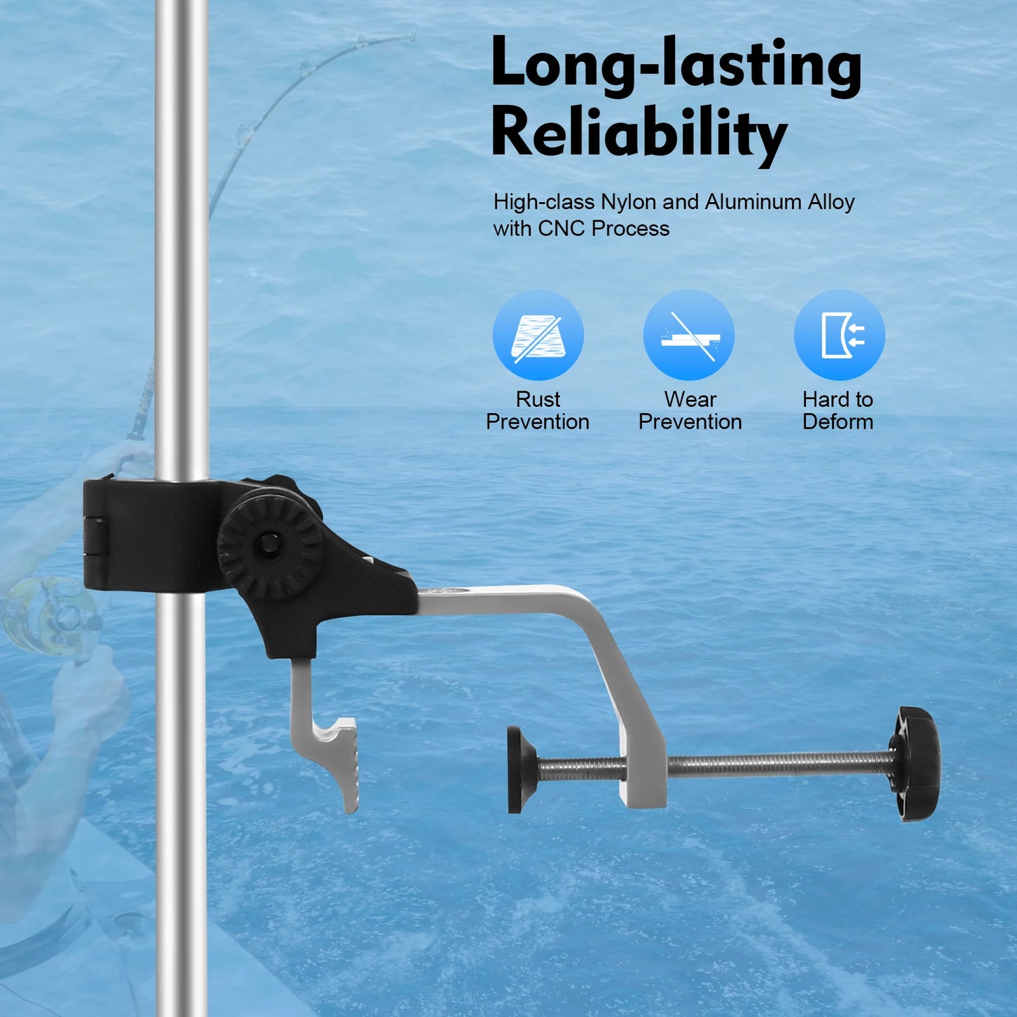 Portable Transducer Mount 360 Rotating Fish Finder Pole Mount