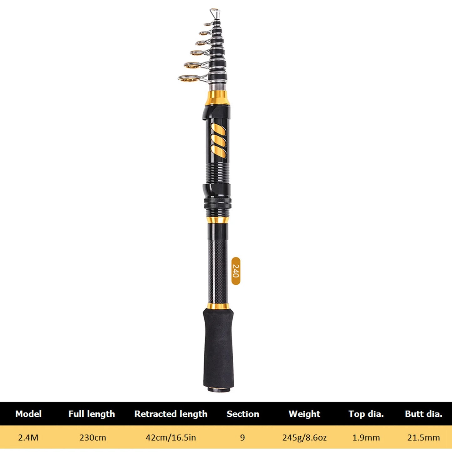 Telescopic Two Piece Fishing Rod And Reel Combo Full Kit