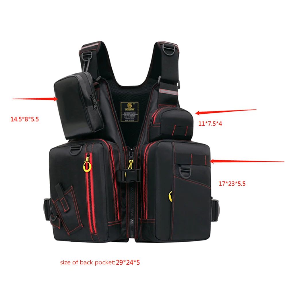 Multi-Functional Life Jacket Vest For Outdoor Fishing With Pockets Buoyant