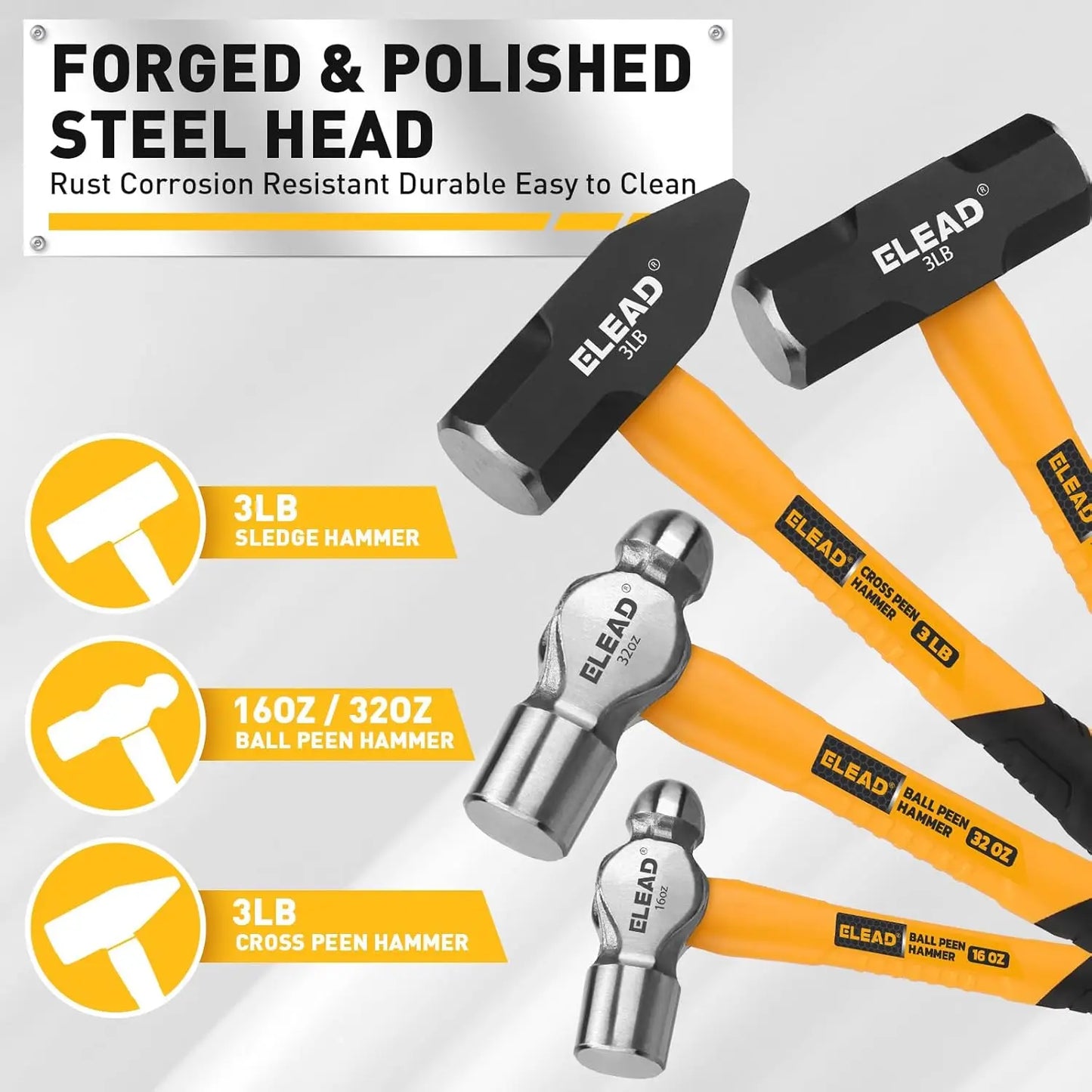 NONEDIY Mallet Hammer Set With Rubber Mallet And Ball Peen Hammers