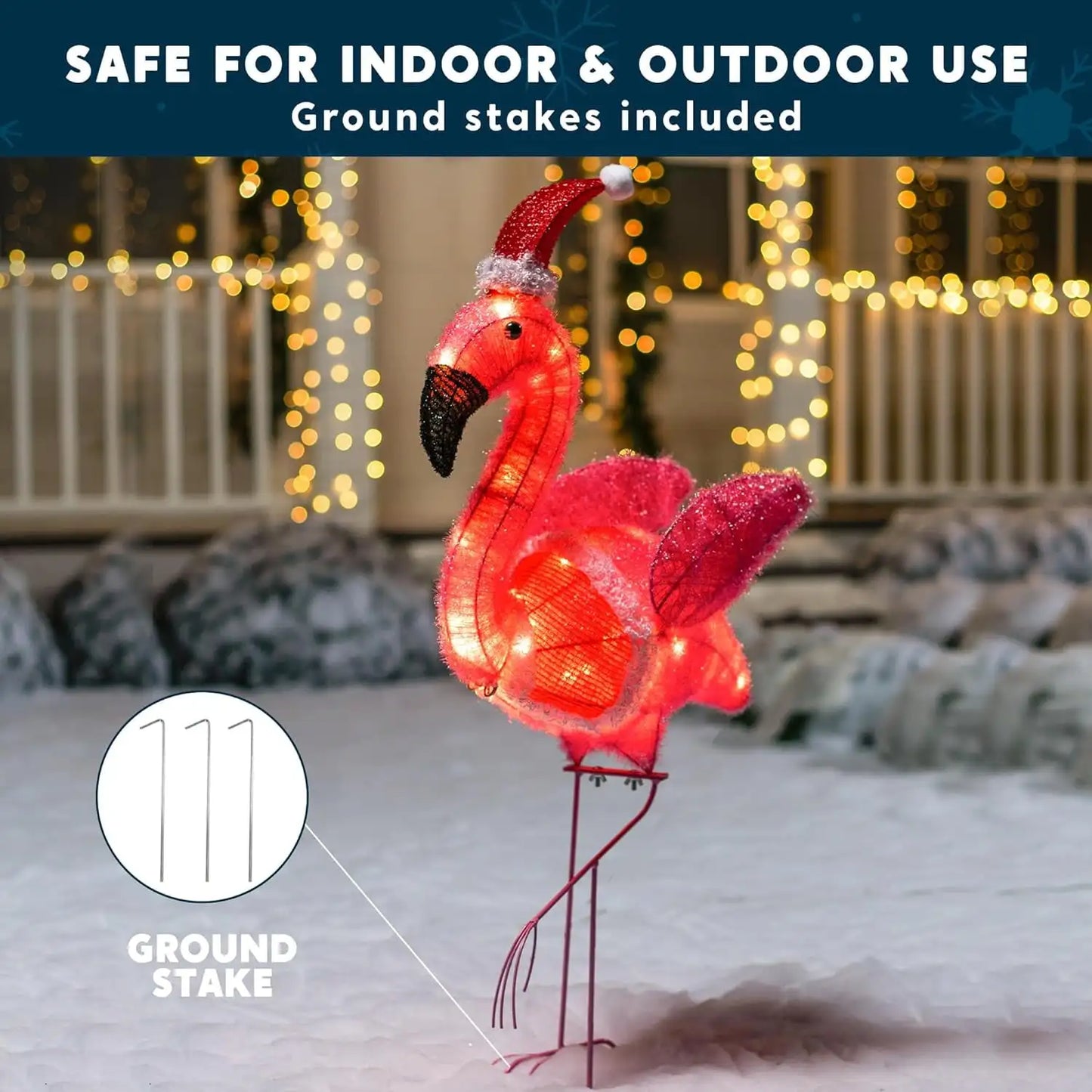 Joyfy Flamingo Yard Light With 30 LED Christmas Outdoor Decoration