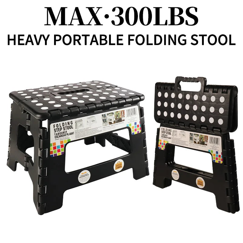 Foldable Portable Step Stool With Handle Heavy Duty Plastic