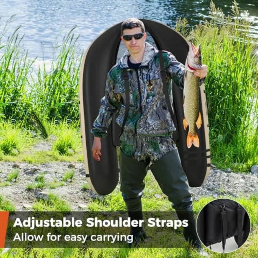 Inflatable Belly Boat For Fishing With Ruler And Pump Straps