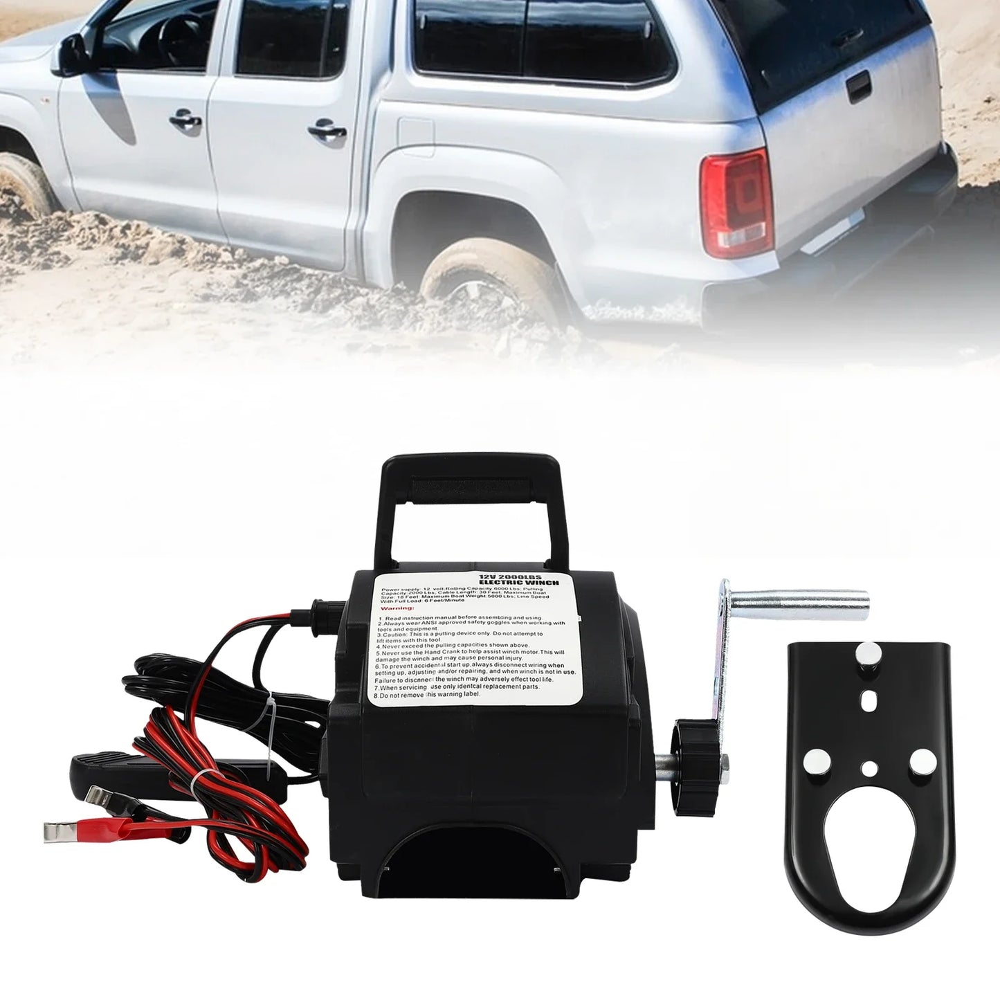 12V DC Electric Winch With Remote Control And Boat Rope