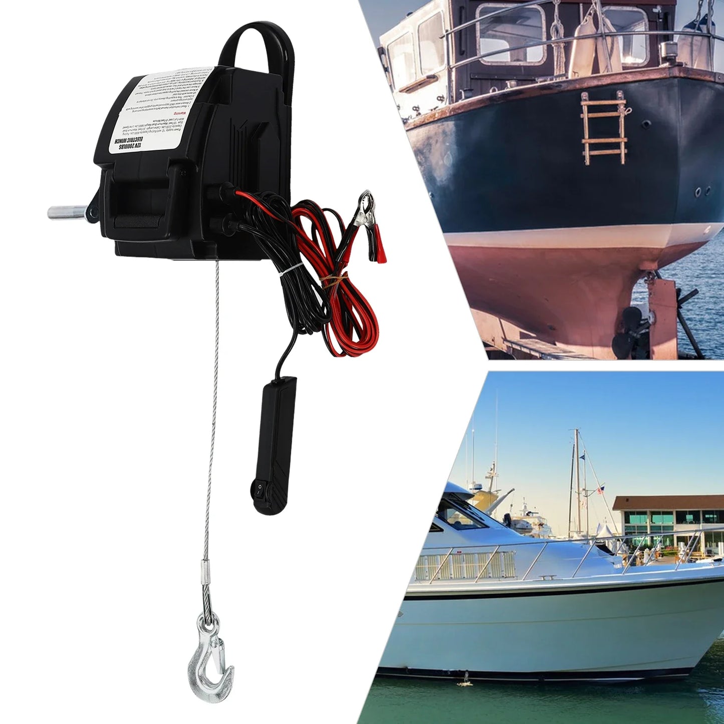12V DC Electric Winch With Remote Control And Boat Rope