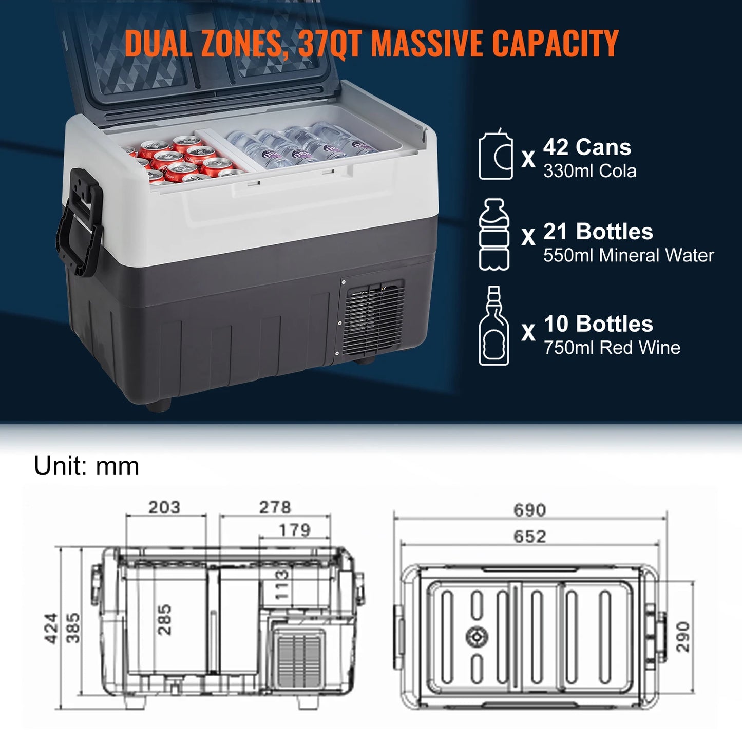 SucceBuy Portable Car Refrigerator With Wheel Compressor Freezer For Camping