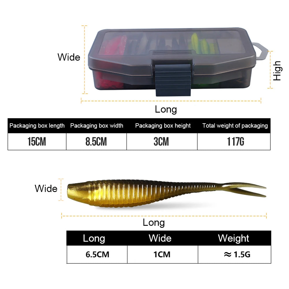 Artificial Lure Set Fork Tail Wobbler Hooks Fishing Tackle Box