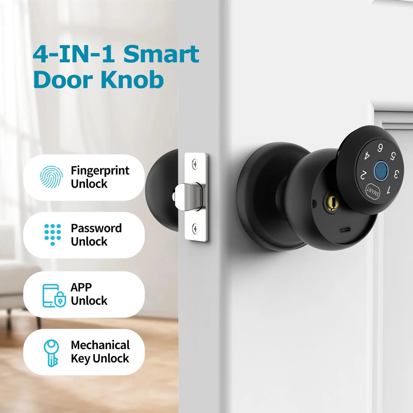 Viladepot Ball Shaped Smart Lock Fingerprint App Keypad