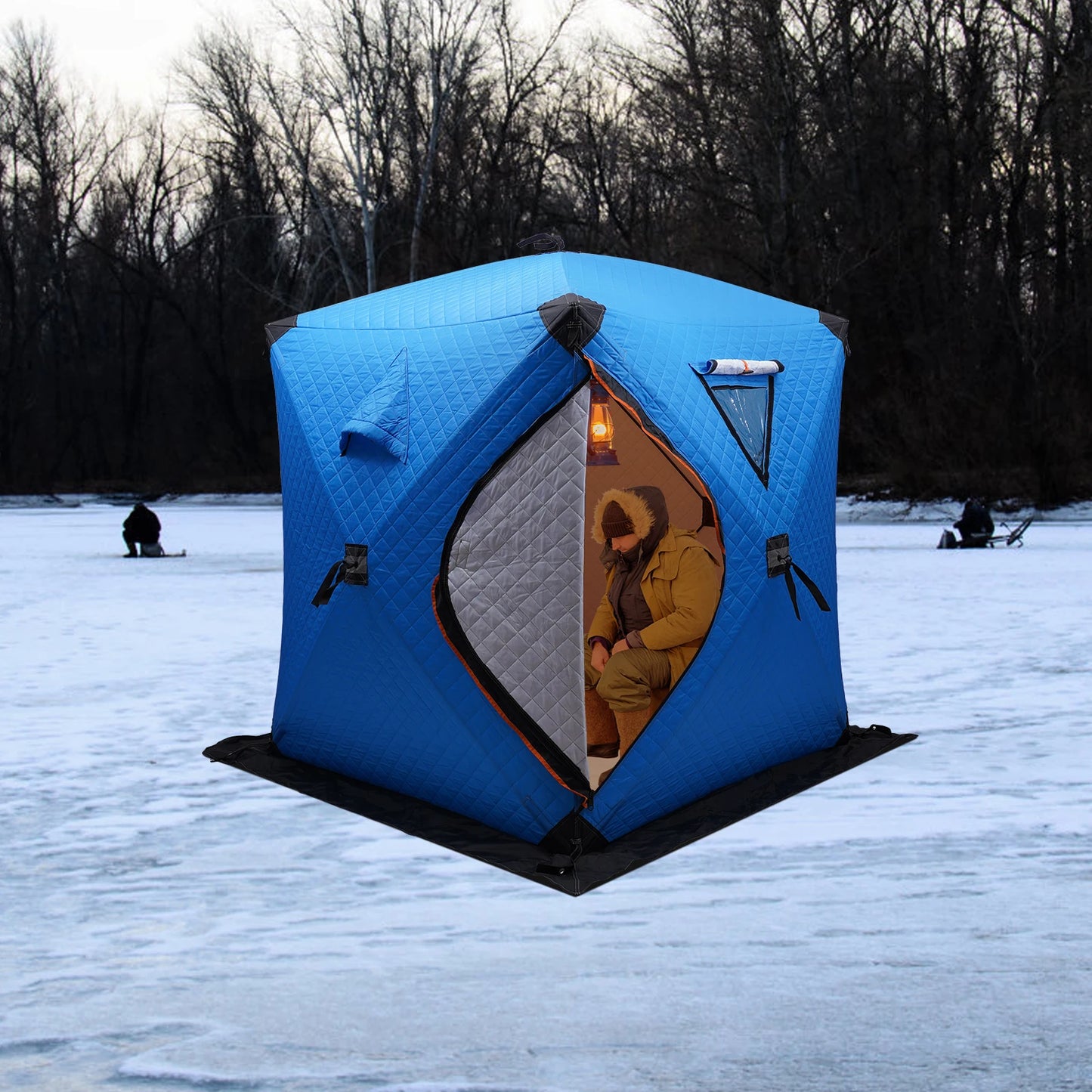 Ice Fishing Insulated Tent 1-2 Person Shelter Portable Windproof Camping Storage