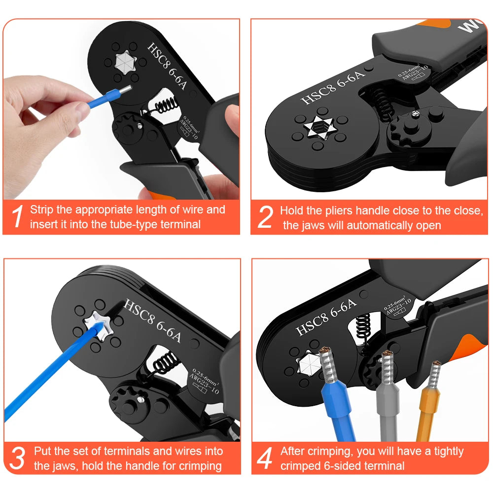 WOZOBUYDIY Ferrule Crimping Tool Kit Ratchet Wire Stripper Crimpers